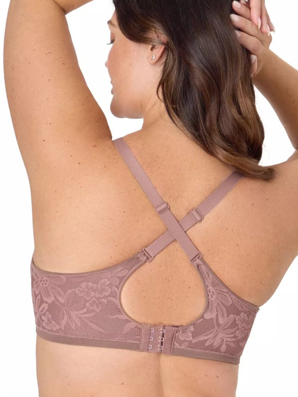 #1664 Bali Women's Breathe Lace Underwire Bra DF7590 - Black/Almond - Picture 2 of 7